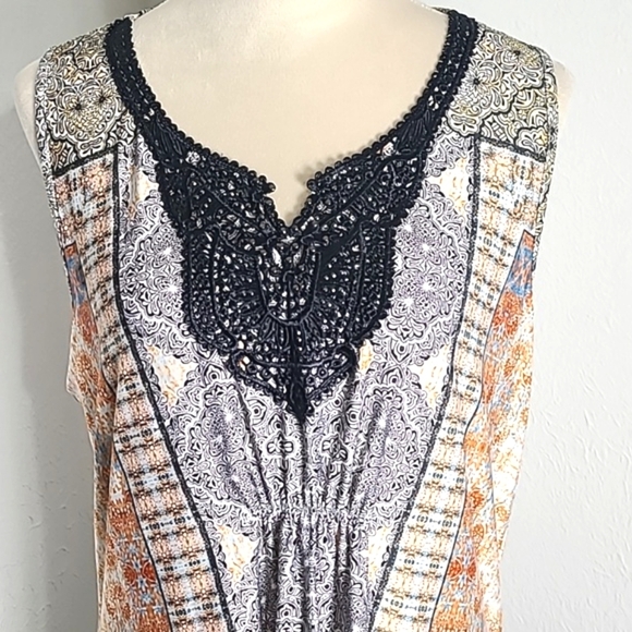 One World Bohemian Sleeveless Handkerchief Dress Multicolor, Size Medium - Picture 3 of 8